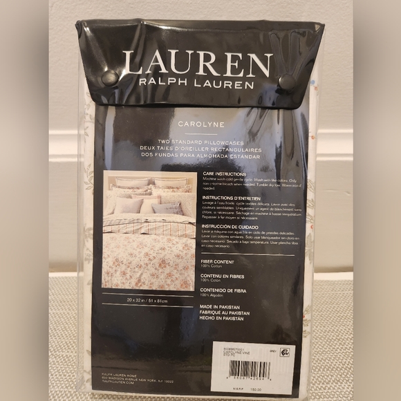 Lauren Ralph Lauren Carolyne Vine Cotton Two Standard Pillowcases - Picture 2 of 10